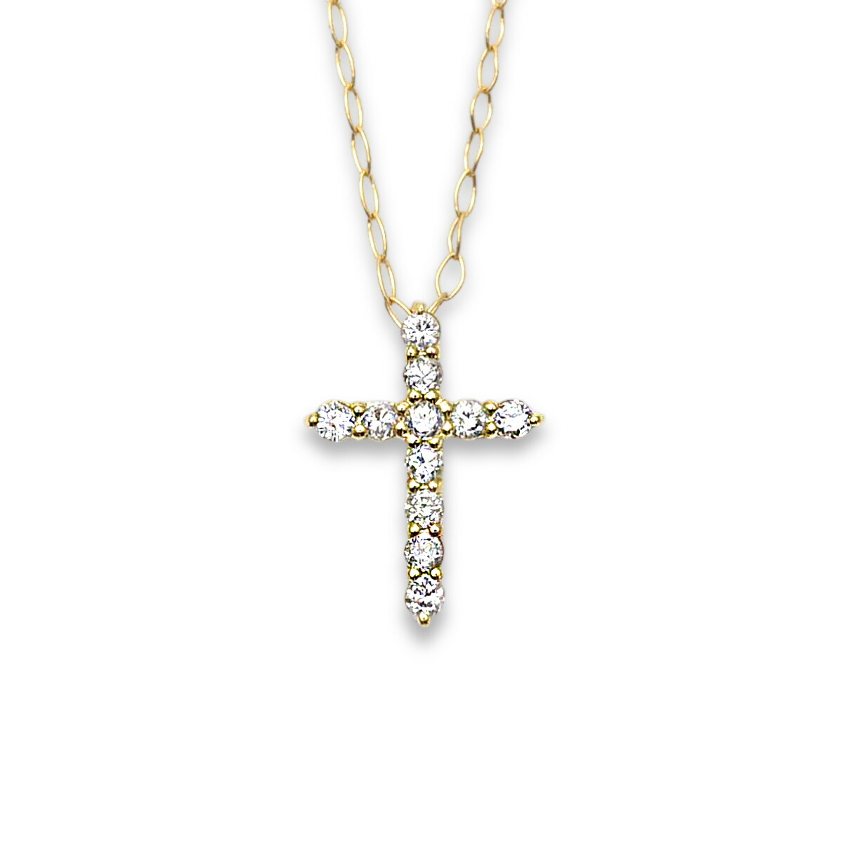 RERALUy ゴールドネックレス k18 ネックレス クロス 十字架 ダイヤモンド 0.1ct K18 18金 ゴールド イエローゴールド ペンダント シンプル プチクロス 華奢 贈り物 ギフト 記念日 誕生日 お祝い レディース rne1636