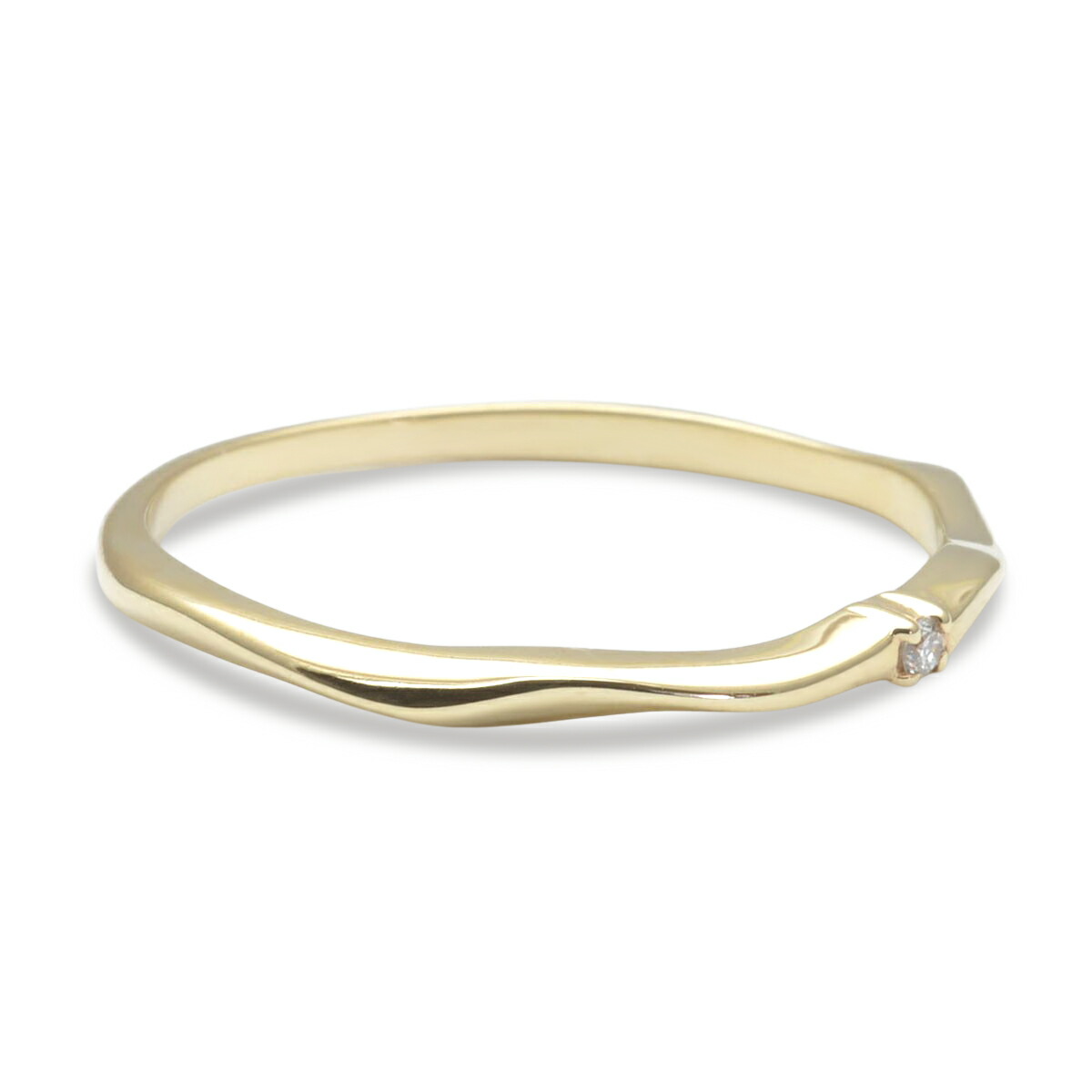 K10 リング 指輪 ダイヤモンド ウェイビーゴールドリング K10 ゴールド 10金 イエローゴールド 華奢 新作 Butlerchimneys Com