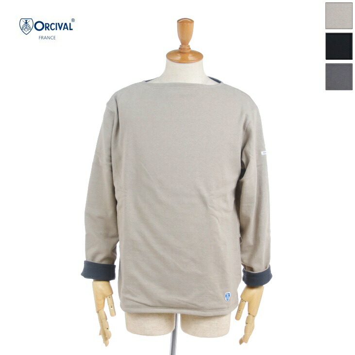 7438円 値引きする ORCIVAL オーチバル オーシバル メンズ リバーシブル コットンロード フリースライニング バスクシャツ 長袖Tシャツ ロンT RC-9104 2020秋冬