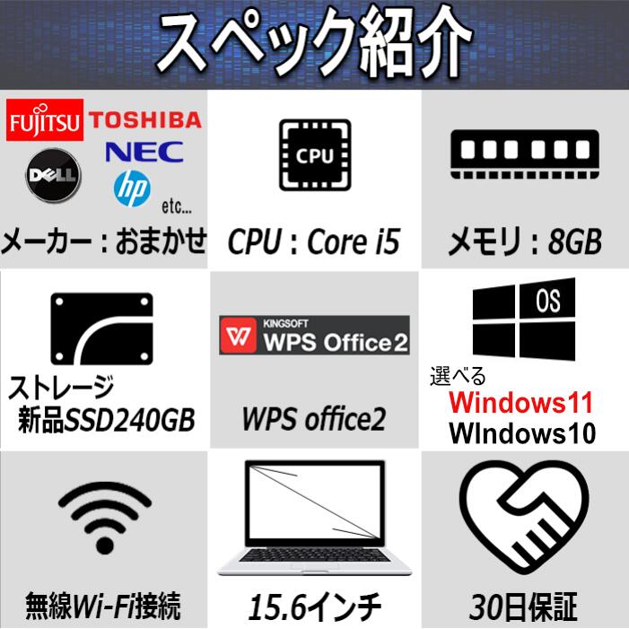 Core i5 3世代 256GB コスパ おすすめ SSD ノートパソコン 大画面 中古