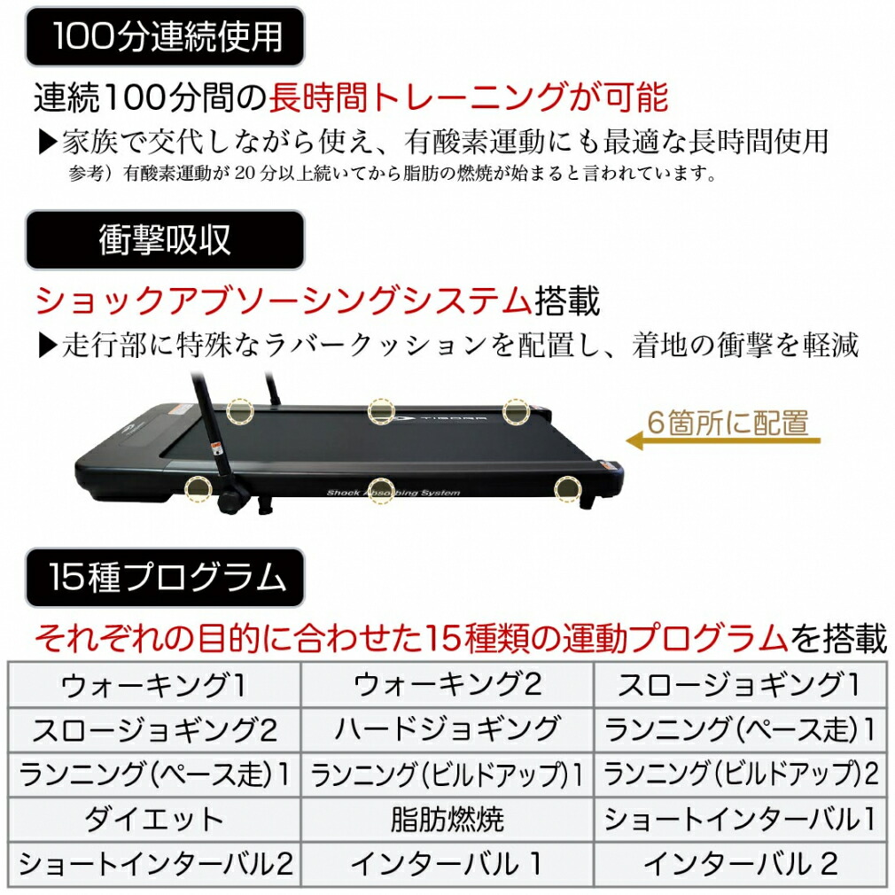 【楽天市場】【3/25】エントリー/抽選で最大100％ポイントバック＆最大10％OFFクーポン ティゴラ トレッドミル 10km/h 家庭用