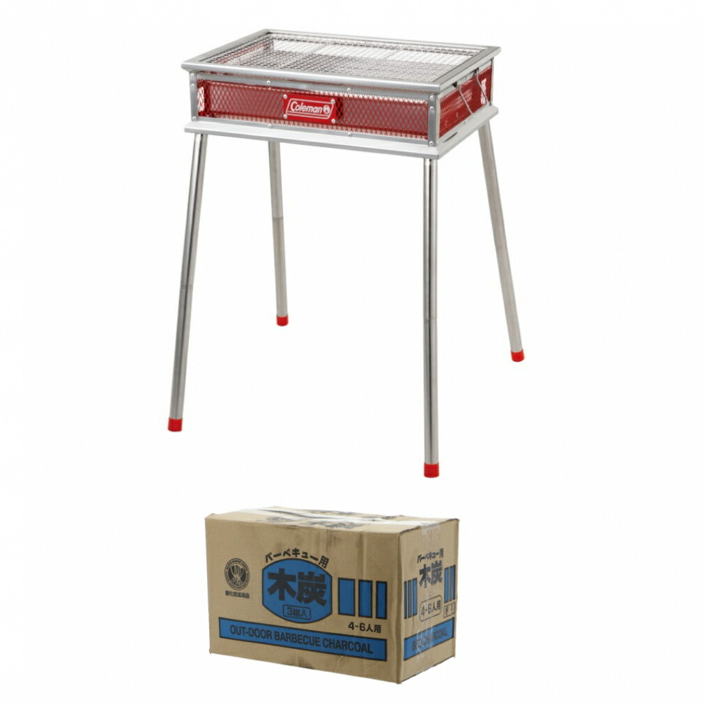 コールマン クールスパイダー ステンレスグリル レッド ＆ 木炭3KG 170-9367 BBQコンロ キャンプ クッキング バーベキュー Coleman