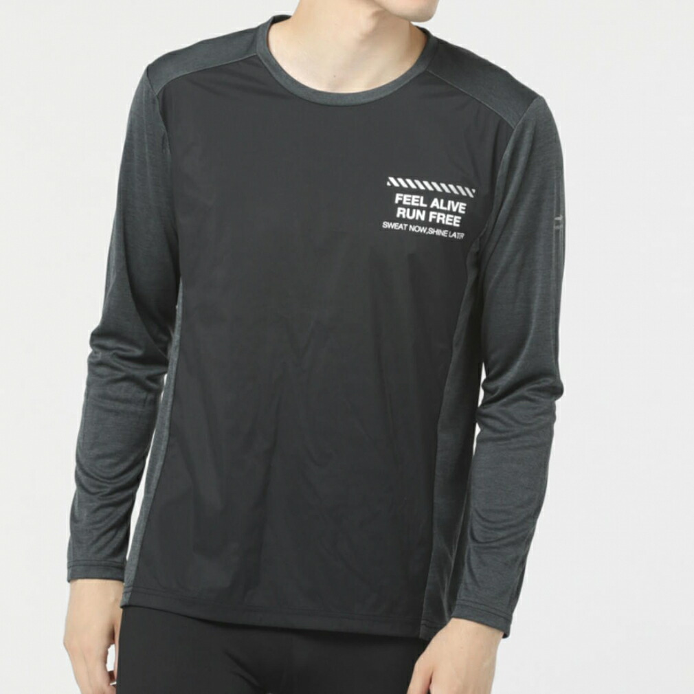 【楽天市場】ティゴラ メンズ 陸上/ランニング 長袖Tシャツ 防風 蒸れにくい ハイブリッド長袖Tシャツ TR-3R1683TL : ブラック