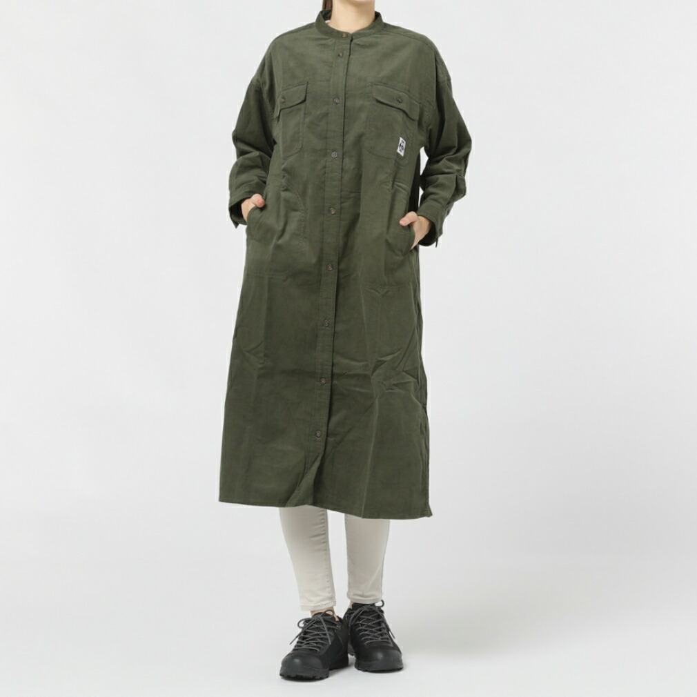 最大10％OFFクーポン【7/1】 チャムス レディース アウトドア 長袖シャツ コーデュロイワンピース Corduroy One-Piece (CH18-1279 M022) : カーキ CHUMS画像