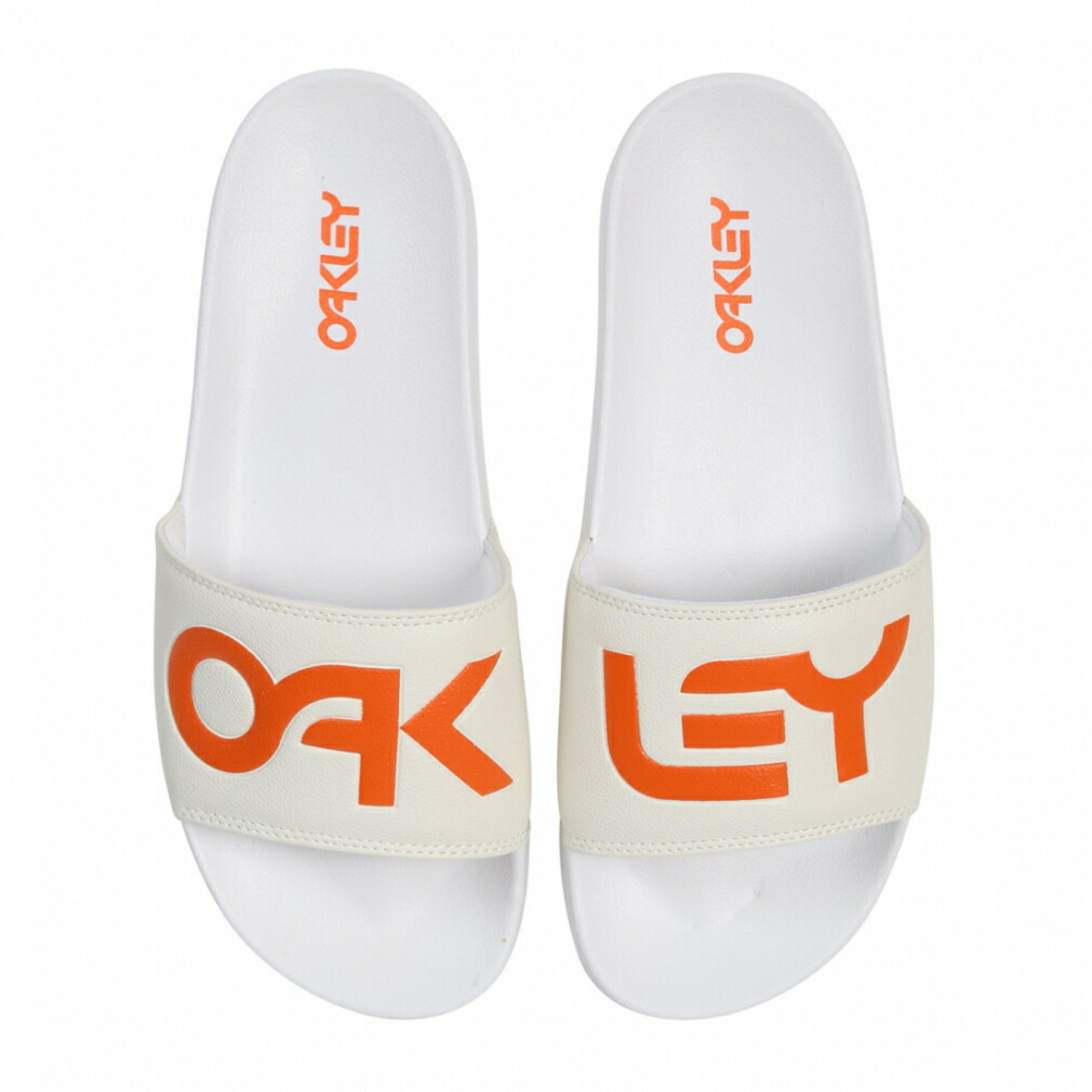 オークリー B1B SLIDE 2.0 FOF100424 100 メンズ シャワーサンダル ： ホワイト×オレンジ OAKLEY画像