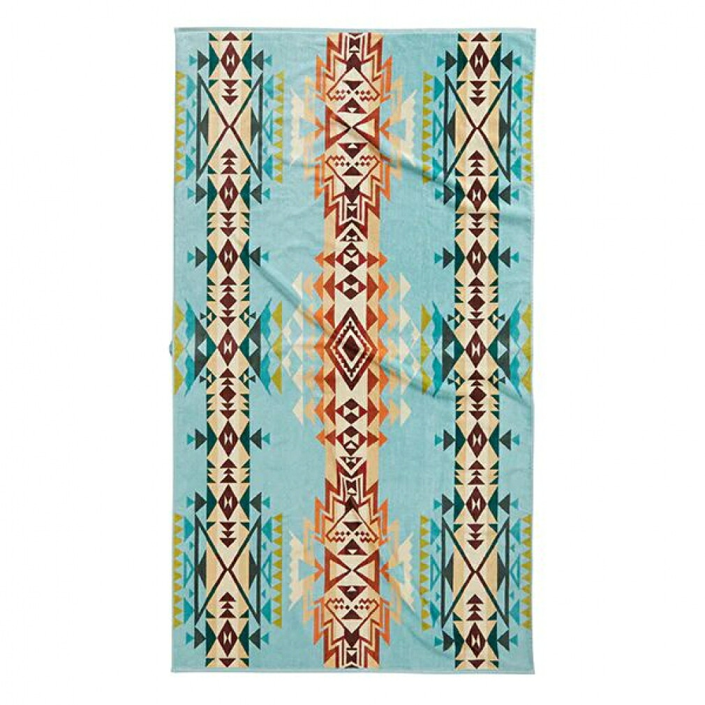 最大10％OFFクーポン 【4/4～4/10】 ペンドルトン Oversize Jacquard Towels 19373185 キャンプ ブランケット/大判タオル : 57234 Highland Peak Aqua PENDLETON