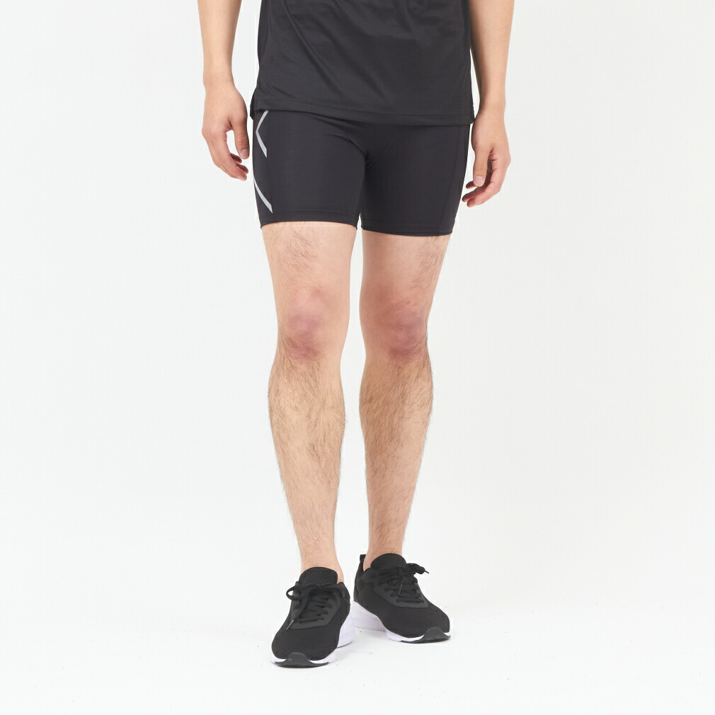 最大10％OFFクーポン 【4/4～4/10】 ツータイムズユー メンズ コンプレッションショートタイツ/スパッツ PWX コンプレッション 1/2 ショート MA4508B BK/SL スポーツウェア ： ブラック×シルバー 2XU