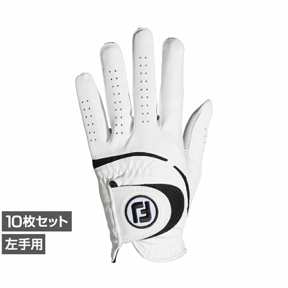 最大10％OFFクーポン 【4/4～4/10】 10枚セット フットジョイ ゴルフウェア ゴルフグローブ ウェザーソフ ショート 左手用 FGWF23ST メンズ : ホワイト FOOT JOY FJ