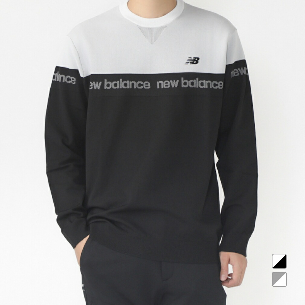 サイズ：6 NEW BALANCE GOLF ニューバランス  長袖ニットセーター ボーダー柄 ブラック系 [240101425650] ゴルフウェア メンズ ストスト NEW BALANCE GOLF ニューバランス 長袖ニットセーター ボーダー