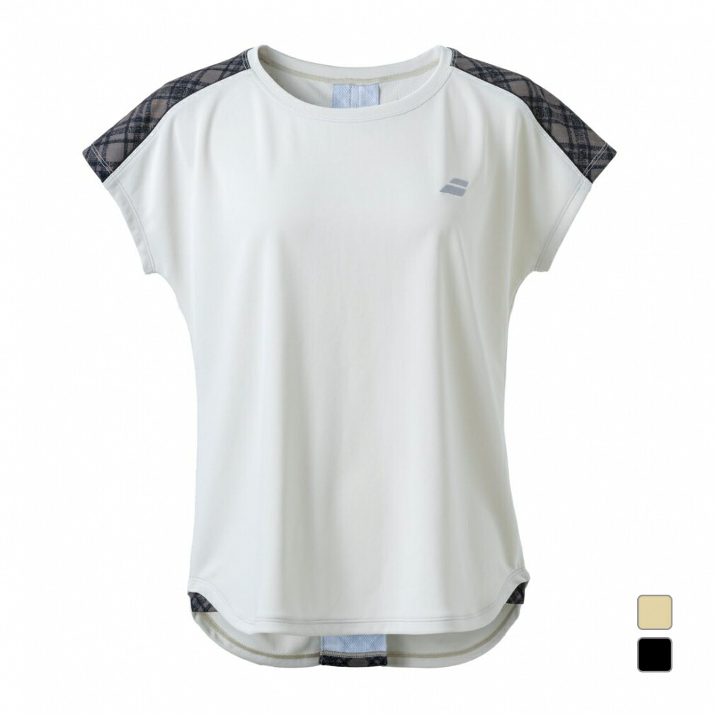 4/20限定★抽選で最大100％Pバック バボラ レディス テニス 半袖Tシャツ PURE SHORT SLEEVE SHIRT PUREショートスリーブシャツ BWG4377 BabolaT