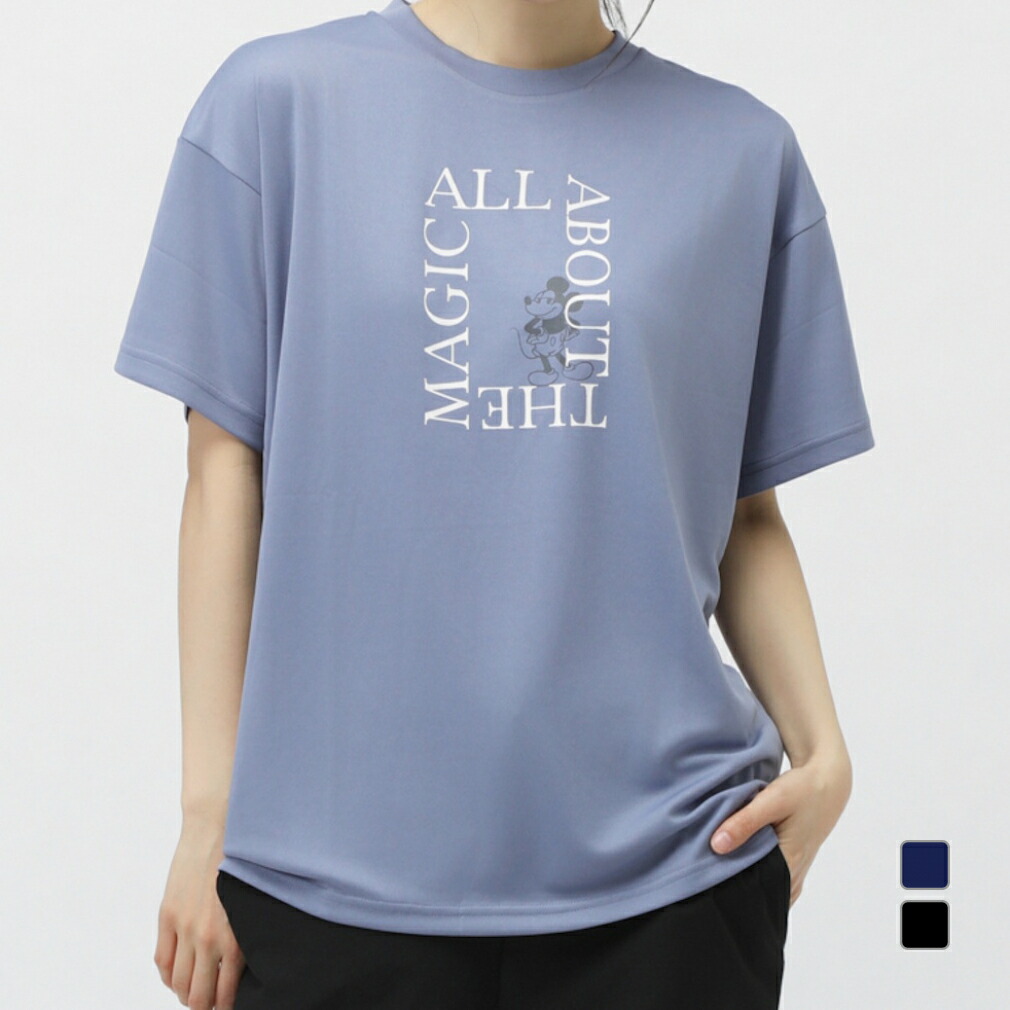 2/15限定★抽選で最大100％Pバック ディズニー iCOOL アイクール 涼感ウェア レディース 半袖 機能 Tシャツ 遮熱UV オーバーサイズTシャツ ミッキー TRDN-9A22215TS スポーツウェア Disney画像