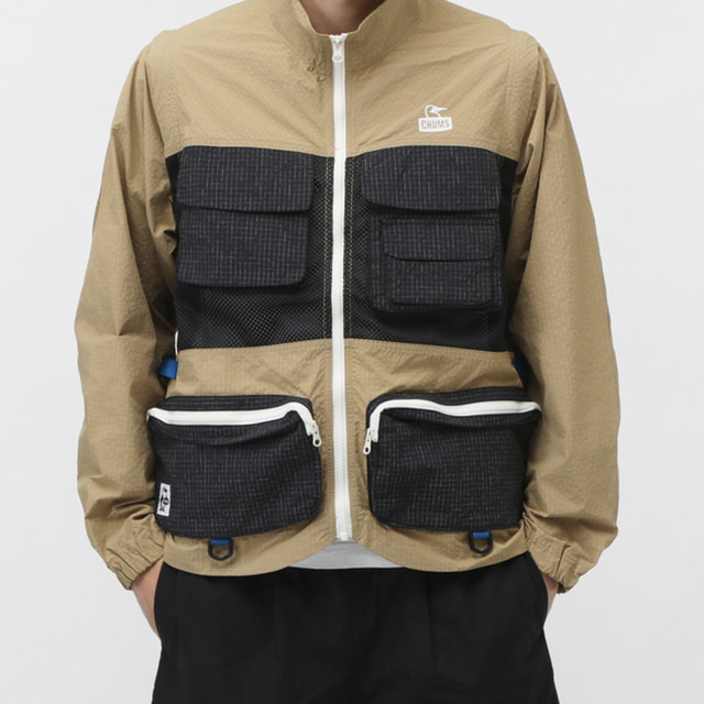 最大10％OFFクーポン 【7/18～7/26】 チャムス メンズ アウトドア ジャケット ベスト Anti-Bug Convertible Jacket CH04-1452 B001 : ベージュ CHUMS｜アルペン店
