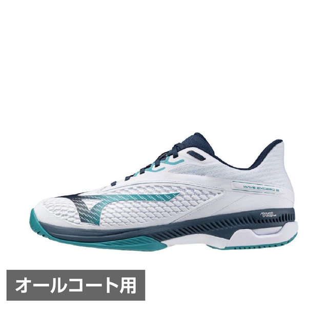 最大10％OFFクーポン 【7/30】 ミズノ WAVE EXCEED 6 ウエーブエクシード 6 WIDE AC ワイド 61GA251518 メンズ レディス テニス オールコート用シューズ 3E : ホワイト&times;ブルー MIZUNO｜アルペン店