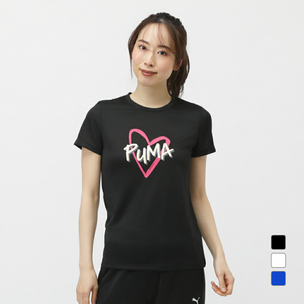 Puma メッシュスポーツシャツ Lサイズ 黒/赤 PUMA プーマ Tシャツ 半袖 レディース ウィメンズ ACTIVE