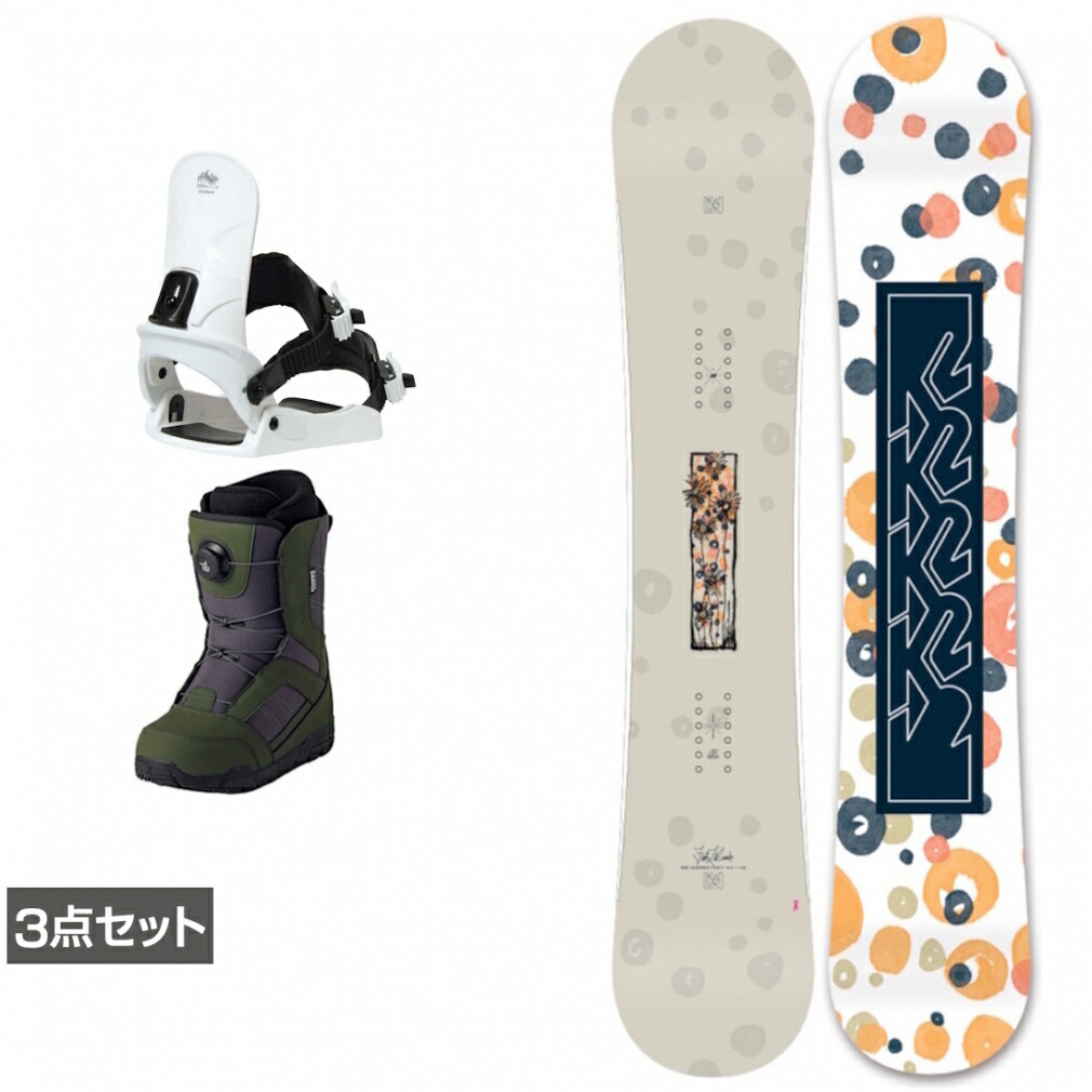 最大10％OFFクーポン 【4/4～4/10】 ケーツー FIRST LITE CAMBER ＆ CAUSE ＆ JAFFE カーキ 板＋ビンディング＋ブーツセット 3点セット スノーボード KB24032700 5823710835