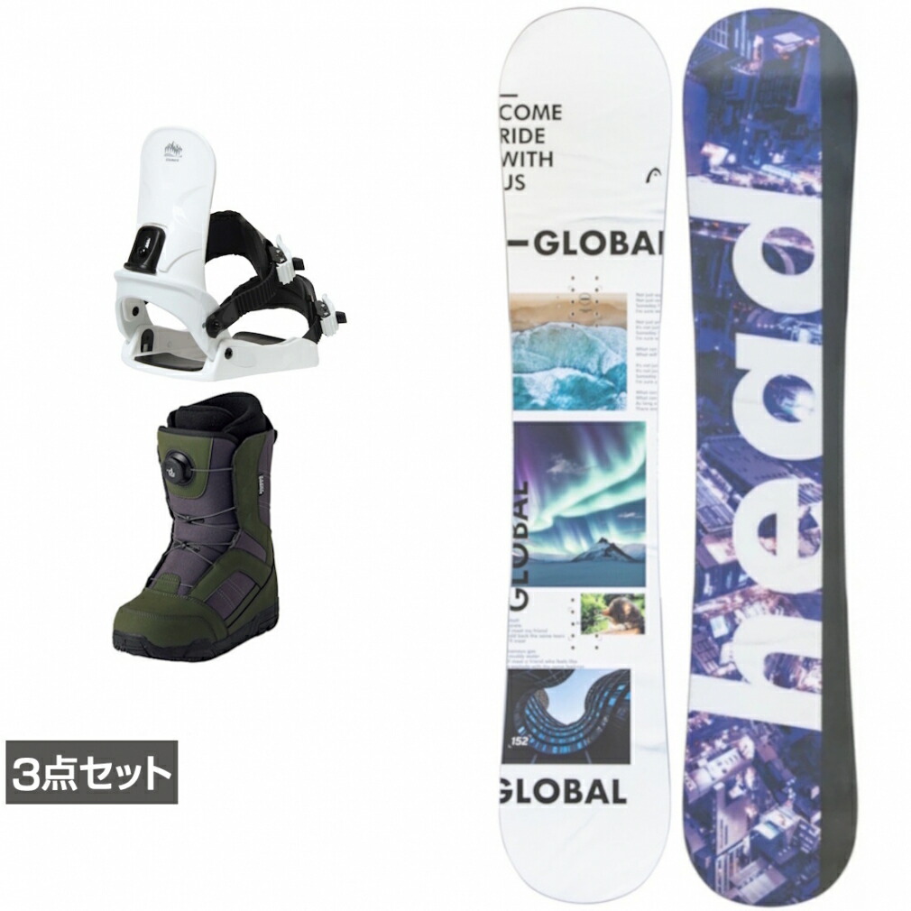 最大10％OFFクーポン 【4/4～4/10】 ヘッド GLOBAL ＆ CAUSE ＆ JAFFE カーキ 板＋ビンディング＋ブーツセット 3点セット スノーボード スノボ 331644 5823710835 5836713335