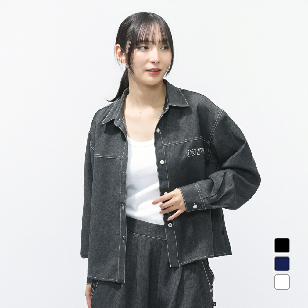 4/18限定★抽選で最大100％Pバック コンバース レディース 長袖 シャツ SYNTHETIC DENIM SHIRT L シンセティックデニムシャツ 4220036 スポーツウェア Converse 6,604円