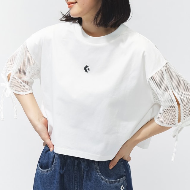 4/20限定★抽選で最大100％Pバック コンバース レディース 半袖 Tシャツ AP MESH SLEEVE TEE L メッシュスリーブ半袖Tシャツ 4230060 スポーツウェア アルペン・スポーツデポ限定 Converse