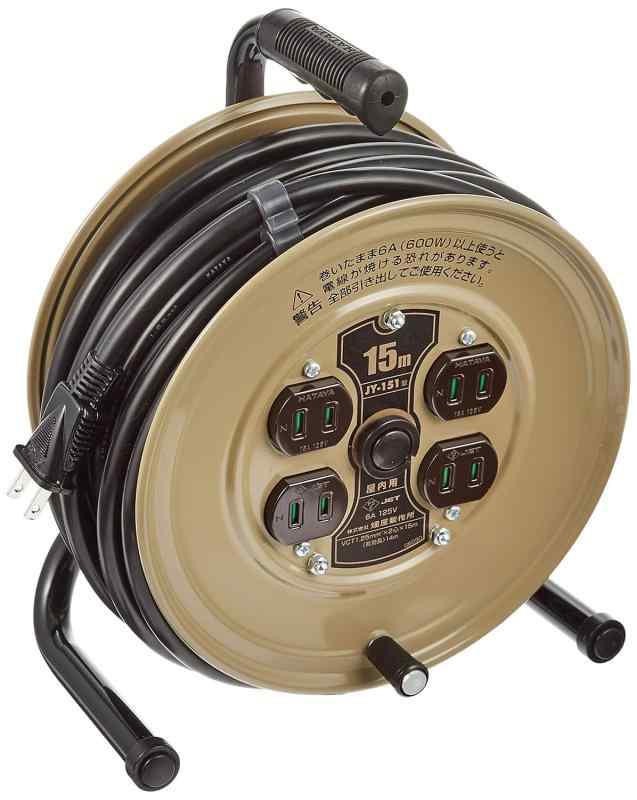 ハタヤ (HATAYA) コードリール 15m 2P 4個口コンセント 125V 15A 防塵シャッター付き 工場 アウトドア レジャー キャンプ JY-151