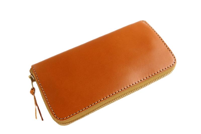 純国産ハンドメイド 栃木レザーラウンドロングウォレット/長財布 タンニングレザー（ぬめ革）キャメル JP-2500-CA/DBR 13,653円
