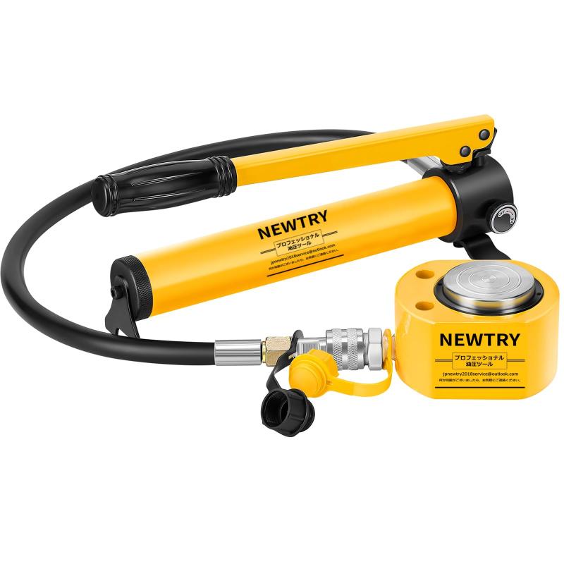 NEWTRY 油圧ジャッキ フラットジャッキ 5トン ストローク8mm 油圧 ラムシリンダー セパレート 軽量 コンパクト 薄型 持ち運びに便利 造船、橋梁、建設業界で使用 狭いスペースに CP-180手動ポン