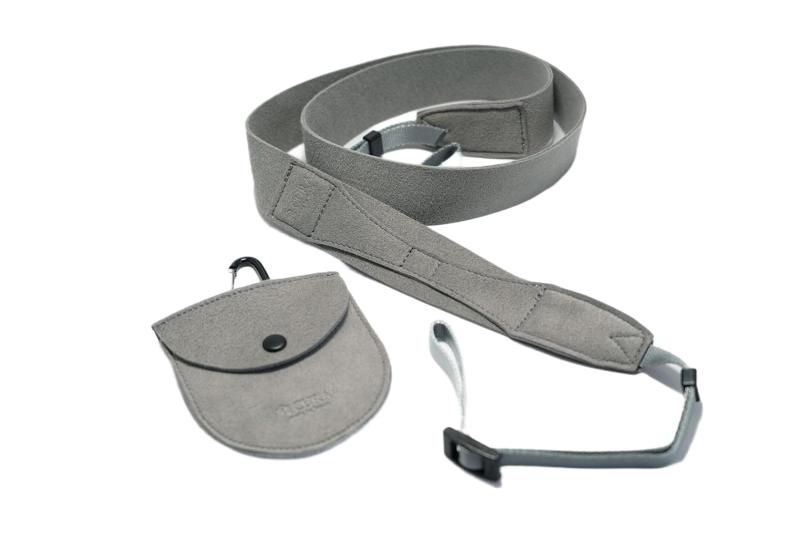 AirStrap カメラストラップ, ウルトラスエード, グレー/ベージュ/ブラウン, レンズキャップポケット付き, 30mm幅, 軽量デザイン, カメラ用ネックストラップ