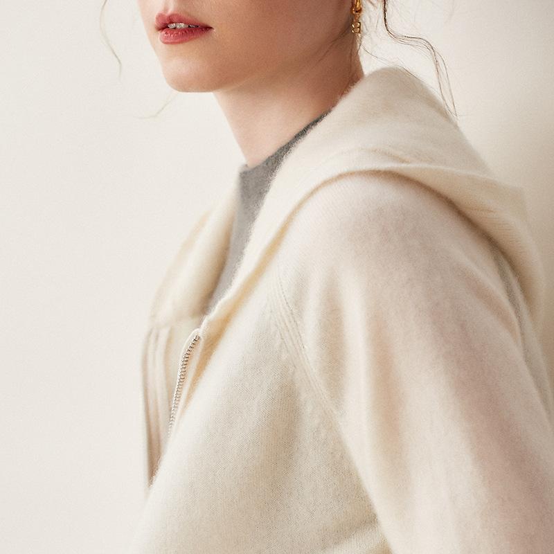 レディース フード付き カシミヤ カーディガン 羊毛 厚手 ゆったり ジッパー 秋冬 ニット トップス 暖か素材 柔らかい 着心地｜ヘルスケアアルファ店 15,374円