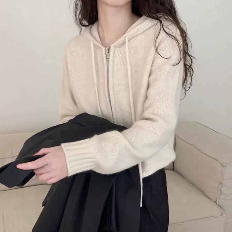 レディース 秋冬 ボンネット付き添い人 編み物 ジレー ファスナー ゆったり ひな型 絨毛調 原材料 全能 座標 窈窕たる 表現スタイル 軽さ 生あたたかい 普段使い走り トップス