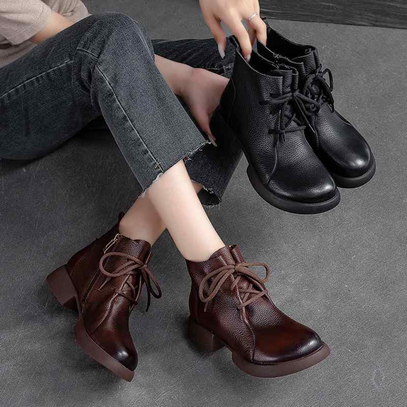 秋冬 女性用 厚底 靴 シンプル 休? 小さめ 革靴 サイドジッパー レトロ ショートブーツ ファッション シューズ 暖か素材 防水加工 快適 歩行 ブラック ブラウン アイボリー ストレッチ 耐久性 ハイヒール ロングセラー アイテム|ヘルスケアアルファ店
