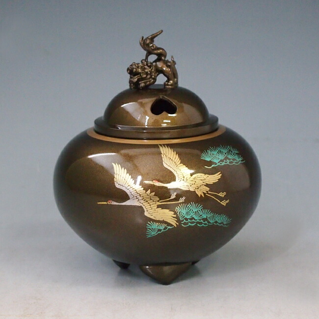 楽天市場】【 高岡銅器 】伝統美術「鳳寿獅子蓋香炉」銅製 古手