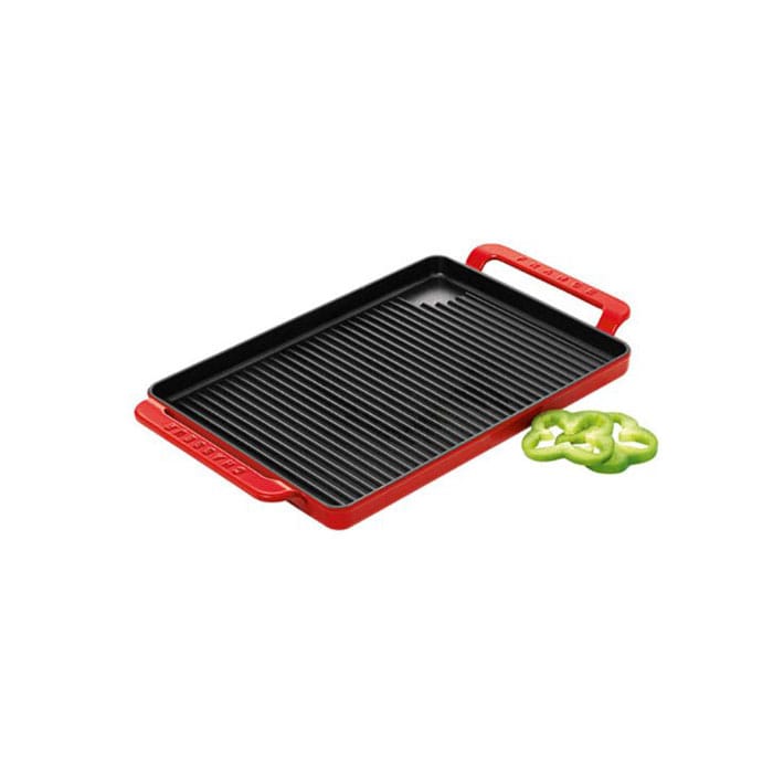 シャスール 2重 ホーローキャストアイアン フレンチビストログリルパン グリドル 赤 チリ赤いこと Chasseur Cast Iron French Bistrot Grill/Griddle, Chili Red