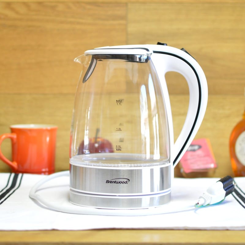 Black 1.7-Liter Brentwood Appliances KT-1900BK Tempered Glass Tea Kettles