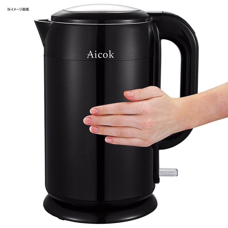 魔法瓶 電気ケトル 1.7L ステンレス Aicok Stainless Steel Double Wall Cool Touch Cordless Tea Kettle, 1.7-Liter, Black 家電画像