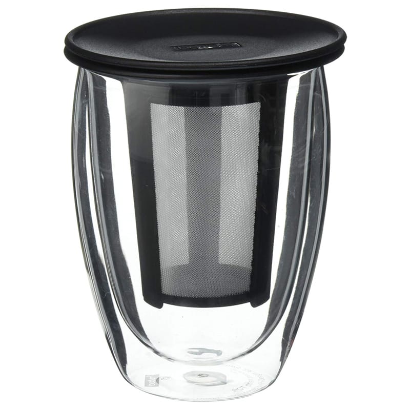 水飲み 茶こし付 紅茶の葉 緑茶 ボダム お茶 350ml Bodum Tea For One Double 0.35-Liter Wall Glass Tea Strainer