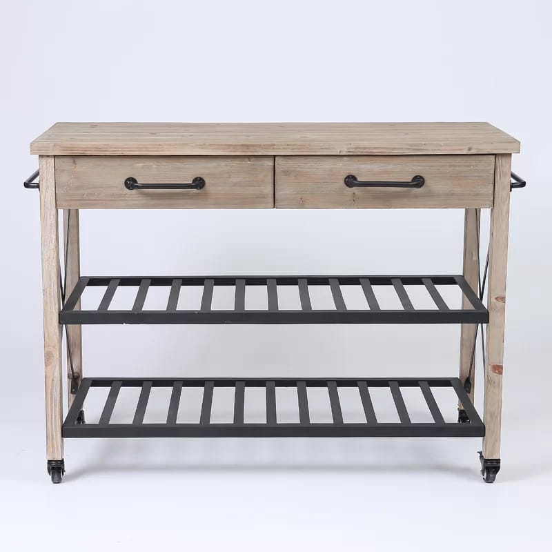 アンティーク レトロ バーカート 2段 木製 引き出し付 Adelbert 2 Drawer Bar Cart Trent Austin Design