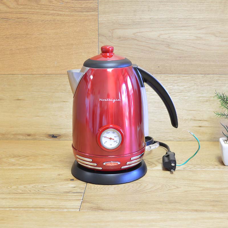 もの懐かしさ レトロ 明かり湯沸かし 1.7L 体温計付 Nostalgia RWK150 Retro 1.7-Liter Stainless Steel Electric Water Kettle with Strix Thermostat 家電