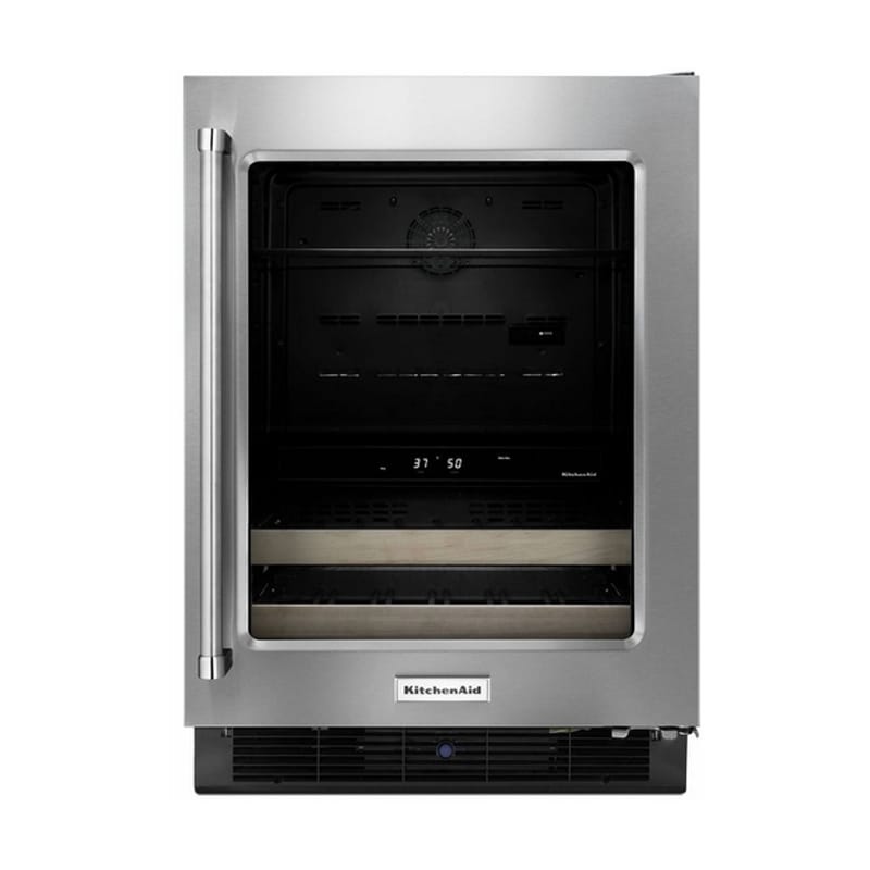 ビルトイン 冷蔵庫 キッチンエイド アンダーカウンター ステンレス 136L ワインセラー ウッドラック ガラスドア KitchenAid 24\