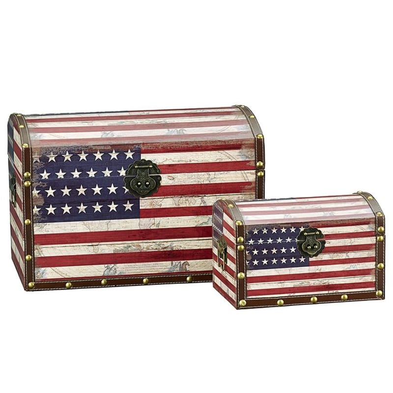 ブート 亜米利加軍旗 金管楽器 記憶装置 ボックス席 箱 2個仕掛ける Household Essentials 2 Piece American Flag Design Trunk Set
