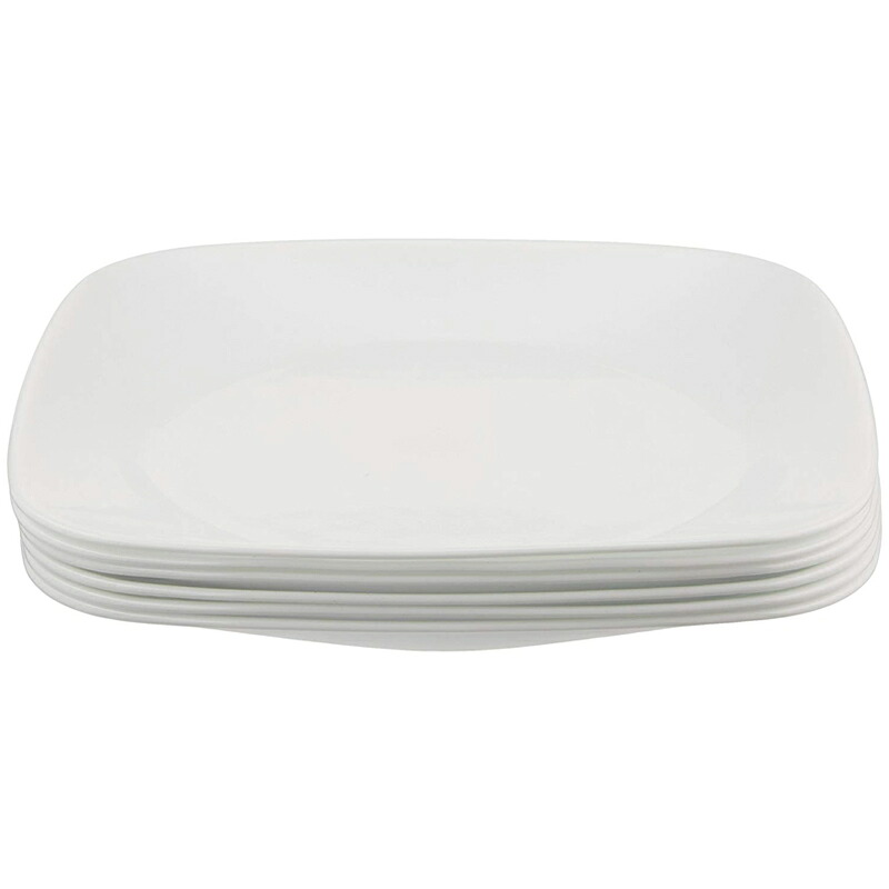 コレール スクエアプレート 皿 6枚セット ピュアホワイト 白 食器 Corelle Square Pure White 9-Inch Plate Set (6-Piece)｜アルファエスパス米国店