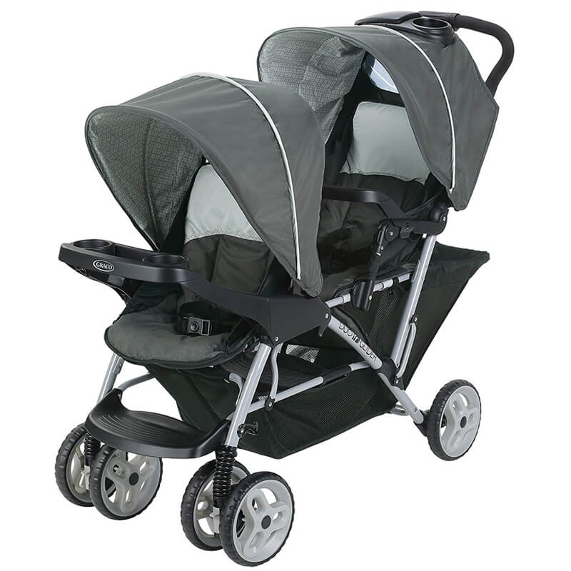 ベビーカー タンデム 双子用 前後 二人乗り Graco DuoGlider Click Connect Stroller, Glacier 中古