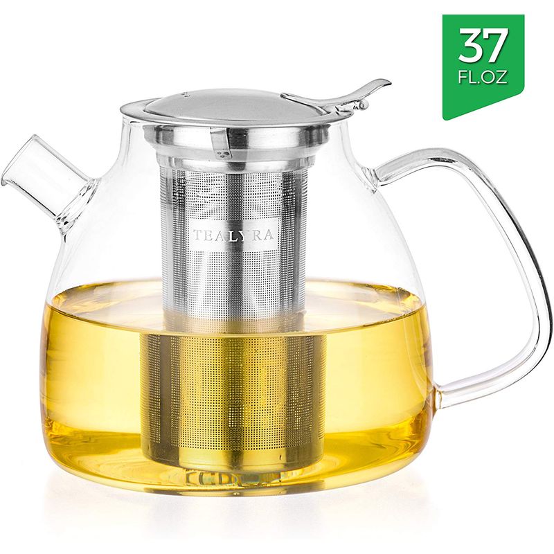 ガラス ティーポット 1.1L ステンレス茶こし 直火 やかん ケトル Tealyra - 37-ounce LYRA TEAPOT - Stove-Top Safe - Large Borosilicate Glass Teapot - Kettle - w/Removable Stainless-Steel Infuser - Best For Loose Leaf and Blooming Tea - 1100ml｜アルファエスパス米国店