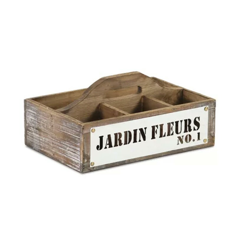 木製キャディー 仕切り6個 木箱 クレート アンティーク ビンテージ Gracie Oaks 6 Compartment Caddy Wood Crate GRCS2192|アルファエスパス米国店
