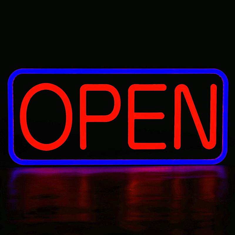 オープン ネオンサイン 照明 レトロ カフェ バー MaxLit 21'' X 10'' New Ultra Bright LED Neon Sign - Open - Remote Controlled (Blue/Red)｜アルファエスパス米国店