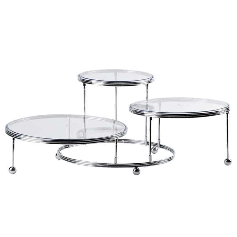 ディスプレイスタンド 丸形 3段 直径30cm プラスチックプレート シルバー カフェ レストラン バイキング ビュッフェ Wilton 307-859 Cakes 'N More Three-Tiered Display Stand 143307859