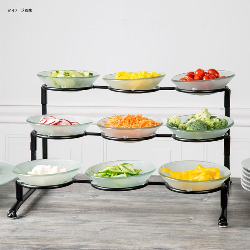 ディスプレイスタンド 3段 メタル ガラス皿12個付 ブラック カフェ レストラン バイキング ビュッフェ World Tableware BF-26 21 1/2" x 17" x 12" Round Black Metal 3-Tier Banquet Display Frame with 9 Wells 959BF26|アルファエスパス米国店