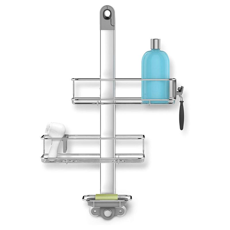 倉 シャワーキャディー ラック 調節可能 2段 ソープディッシュ シェーバー 歯ブラシ ホルダー ステンレス お風呂 浴室 シンプルヒューマン  simplehuman EMW6298194 Adjustable Silver Stainless Steel fucoa.cl