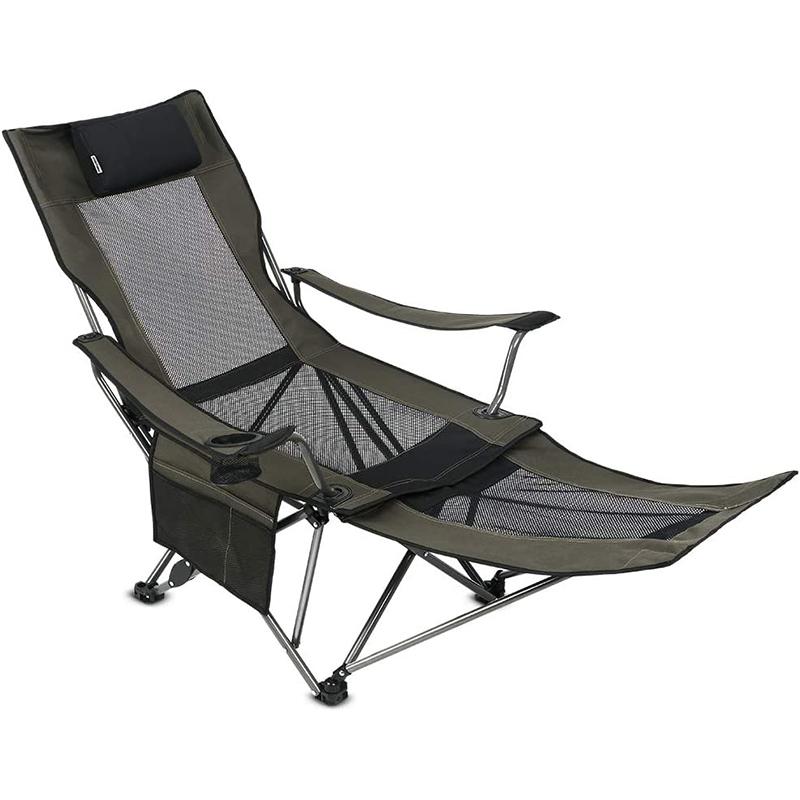 折りたたみ椅子 フットレスト付 メッシュ チェアー アウトドア キャンプ ビーチ OUTDOOR LIVING SUNTIME Camping Folding Portable Mesh Chair with Removabel Footrest|アルファエスパス米国店