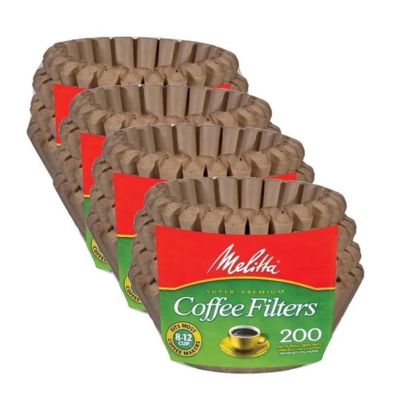 バスケット コーヒーフィルター 8～12カップ 800枚 メリタ ナチュラルブラウン Melitta 62957 8 To 12 Cup Natural Brown Basket Coffee Filters 800 Count, 4 Pack｜アルファエスパス米国店