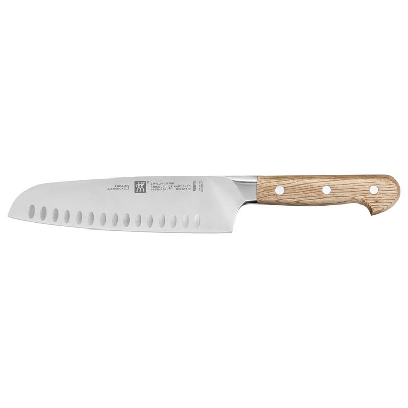 ツヴィリング 三徳まかない方 18糎 出刃包丁 ホローエッジ ホルムオーク材 ＦＲＧ製  ZWILLING PRO HOLM OAK 7-INCH HOLLOW EDGE SANTOKU KNIFE 38468-183