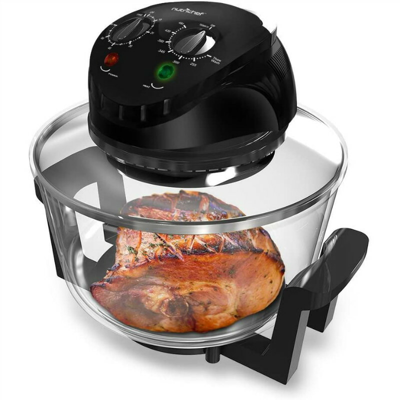 遠赤外線ガラスコンベクションオーブン NutriChef Convection Countertop Toaster Oven - Healthy Kitchen Air Fryer Roaster Oven, Bake, Grill, Steam Broil, Roast \u0026 Air-Fry , Includes Glass Bowl, Broil Rack and Toasting Rack, 120V - PKCOV45 家電